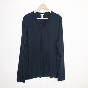 Eberjey black Henley men’s lounge long sleeve top